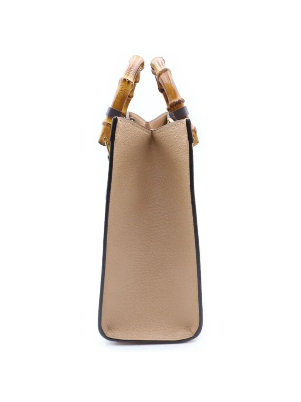 Gucci Hosoo Diana Small Nishijin Ori Bamboo Canvas Leather 2-Way Bag Beige